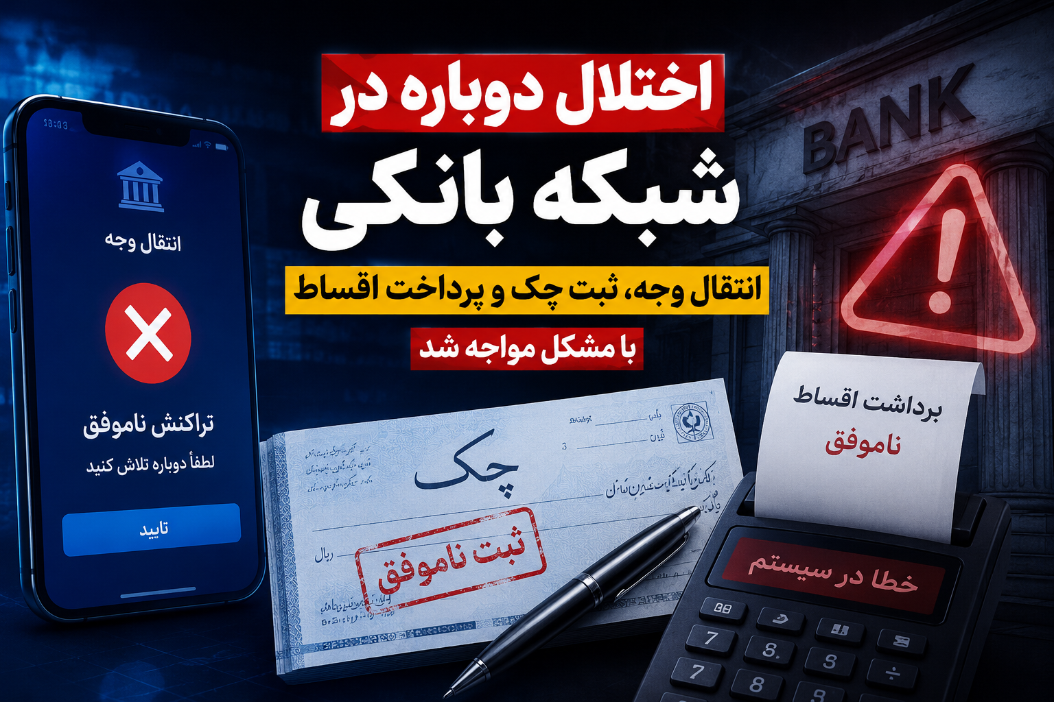 اختلال دوباره در شبکه بانکی؛ انتقال وجه، ثبت چک و پرداخت اقساط با مشکل مواجه شد اختلال دوباره در شبکه بانکی؛ انتقال وجه، ثبت چک و پرداخت اقساط با مشکل مواجه شد